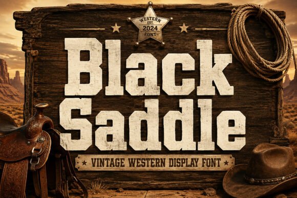 Black Saddle: Rugged Western Display Font for Web Design