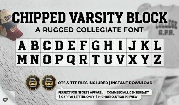 Chipped Varsity Block: The Vintage Display Font for Bold Campaigns