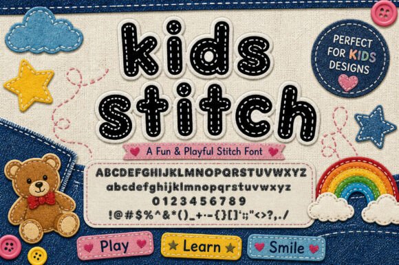 Kids Stitch: A Playful Display Font with Stitched Charm