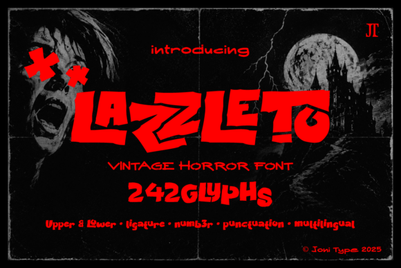 Lazzleto Display Font Brings Retro Horror to Handmade Goods